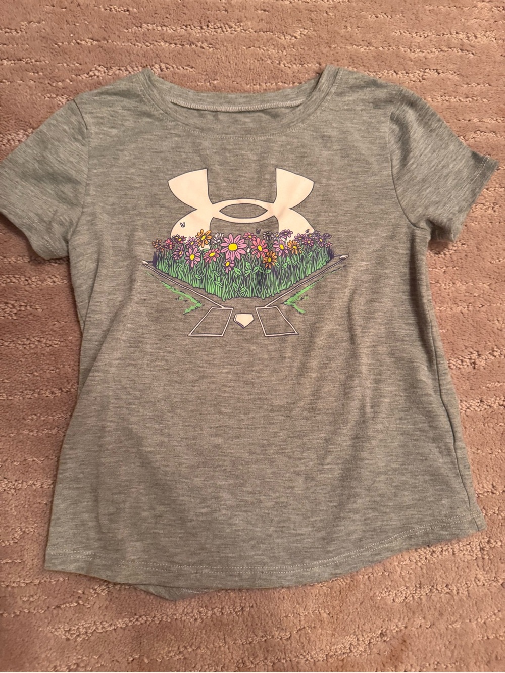 Under Armour Heather Gray Tee with Floral Logo